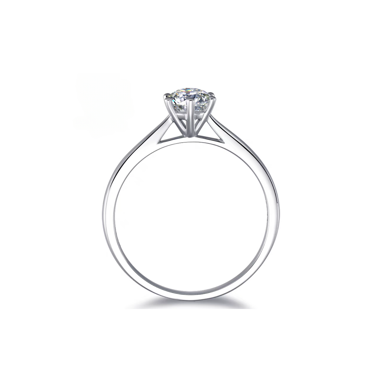 18K White Gold Six-Prong Tapered Solitaire Engagement Setting