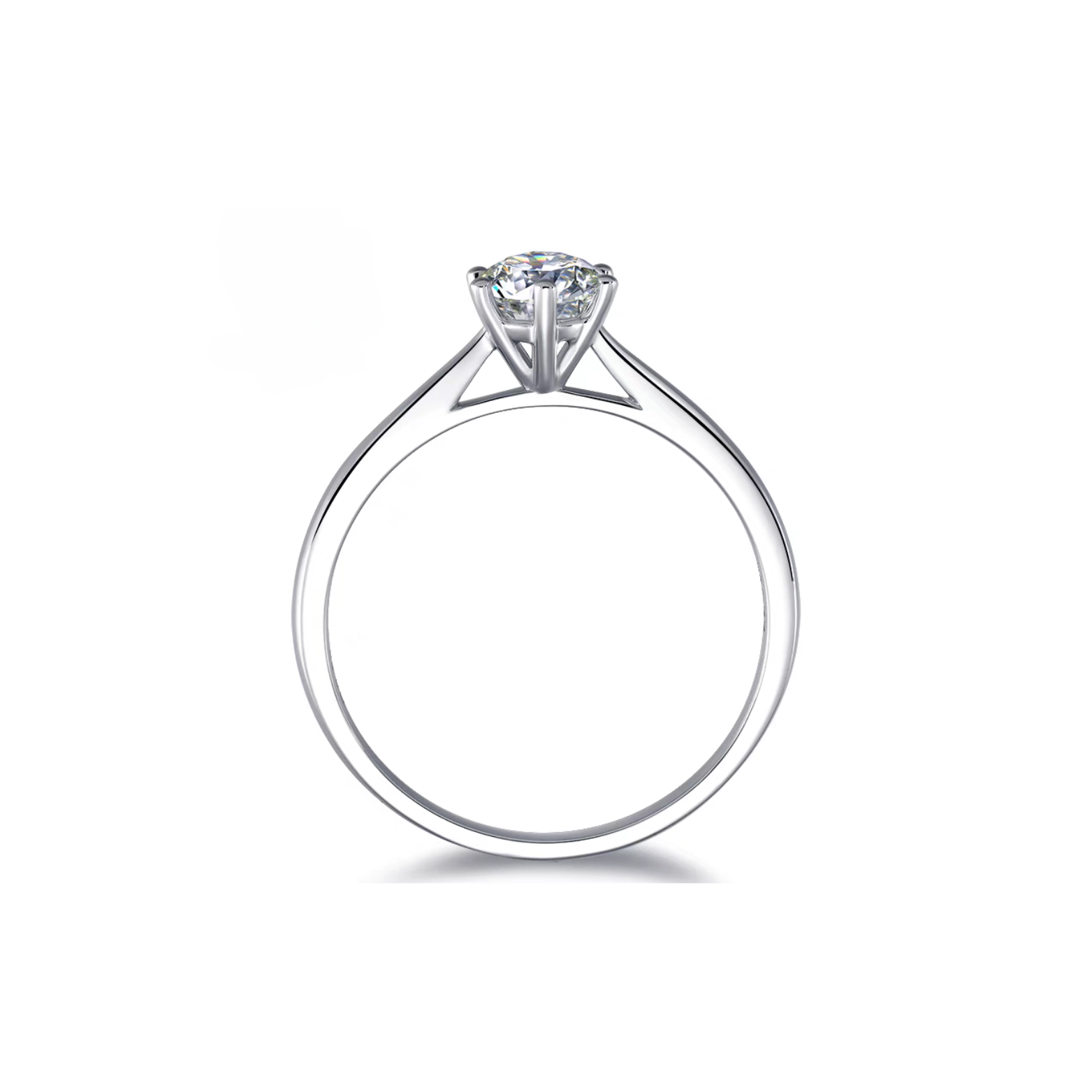 18K White Gold Six-Prong Tapered Solitaire Engagement Setting