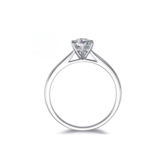 18K White Gold Six-Prong Tapered Solitaire Engagement Setting